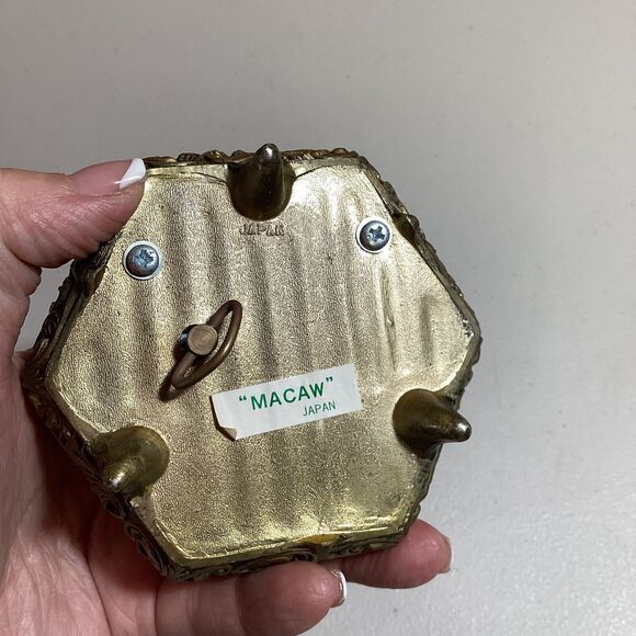 Macaw Musical Box Trinket Japan 3" Velvet Lined - Picture 4 of 6